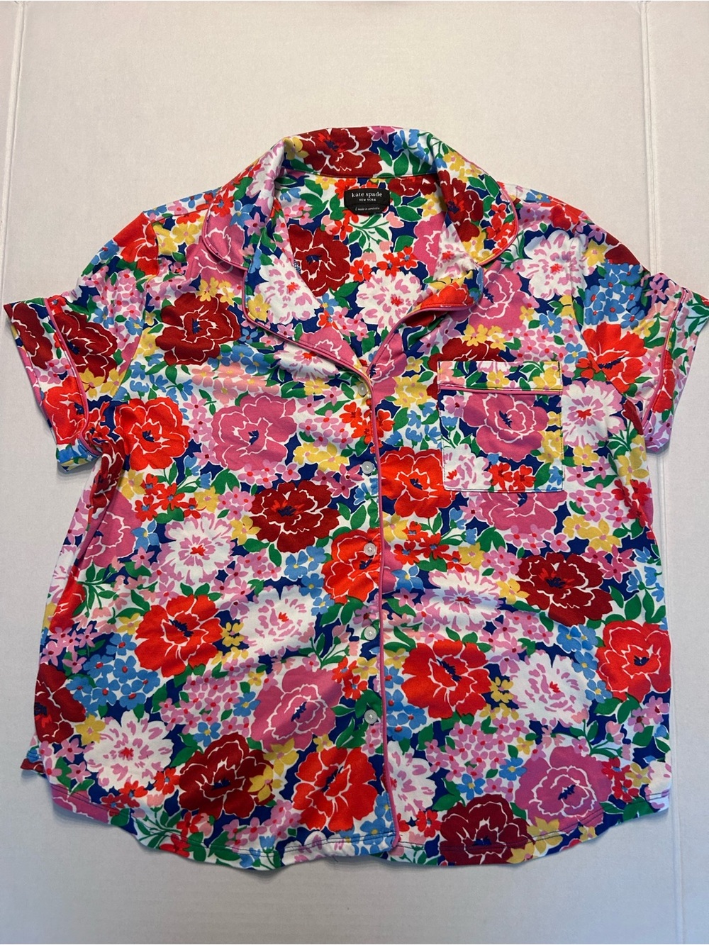 Kate Spade Blooming Florals Short Sleeve Pajamas Shorts Set Two Piece Size Large - Picture 2 of 11